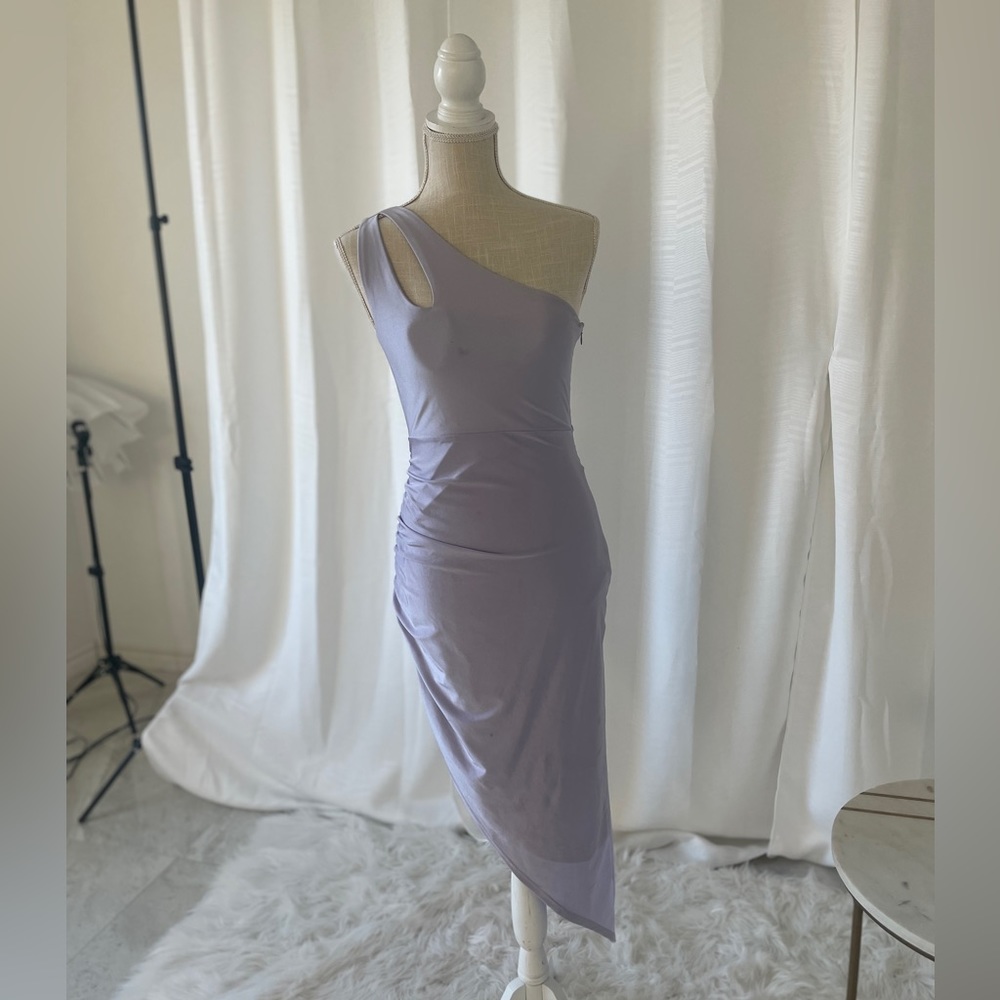 lilac off shoulder dress